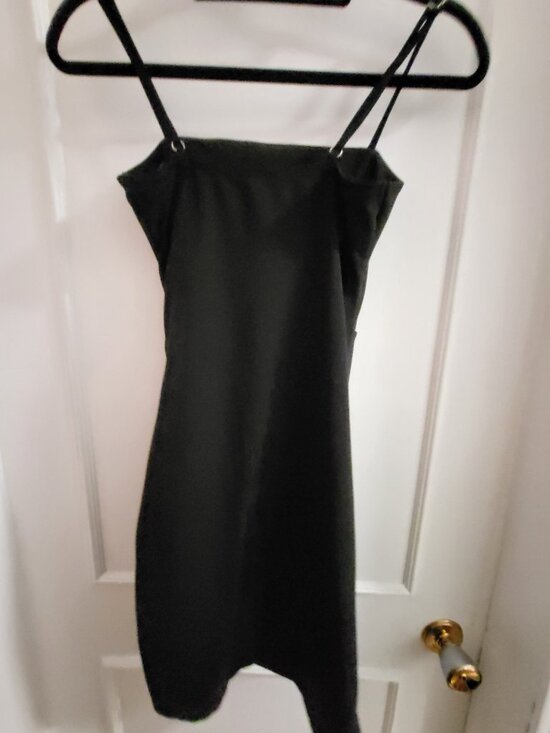 Revamped Black Ruched Bodycon Mini Dress - Size Small - Picture 4 of 6
